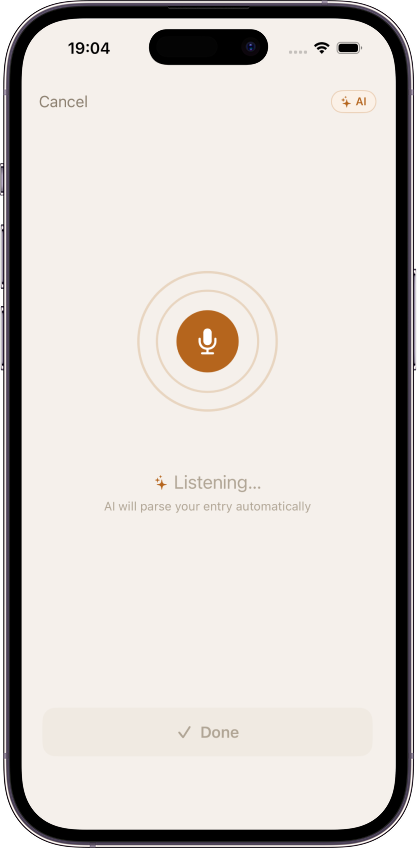 Coppr listening while an expense is spoken aloud